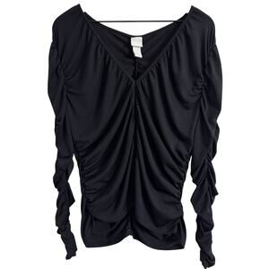 H&M Black Long Sleeve Ruched Top Size XL